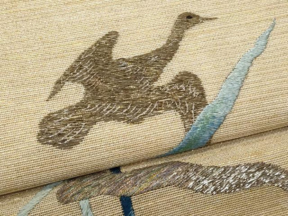 平和屋着物＊夏物　アンティーク　大正ロマン　九寸名古屋帯　飛鶴文　金銀糸　正絹　逸品　CAAV7804fb