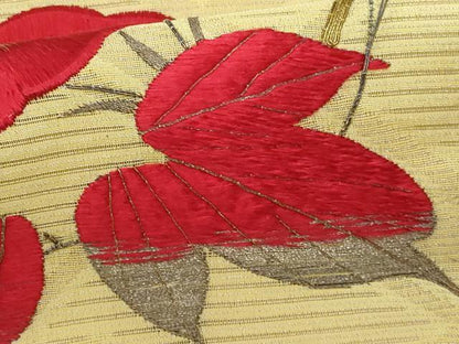 平和屋着物＊夏物 アンティーク 大正ロマン 九寸名古屋帯 総刺繍 駒刺繍 朝顔 金糸 正絹 逸品 CAAV7805fb