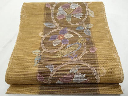 平和屋着物＊夏物 1854年創業 帯屋捨松 八寸名古屋帯 花唐草文 正絹 逸品 CAAV7947fb