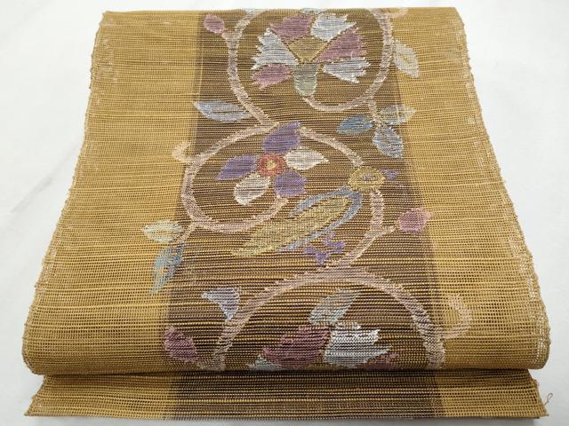 平和屋着物＊夏物 1854年創業 帯屋捨松 八寸名古屋帯 花唐草文 正絹 逸品 CAAV7947fb