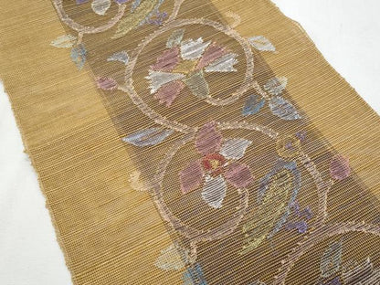 平和屋着物＊夏物 1854年創業 帯屋捨松 八寸名古屋帯 花唐草文 正絹 逸品 CAAV7947fb