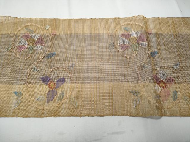 平和屋着物＊夏物 1854年創業 帯屋捨松 八寸名古屋帯 花唐草文 正絹 逸品 CAAV7947fb