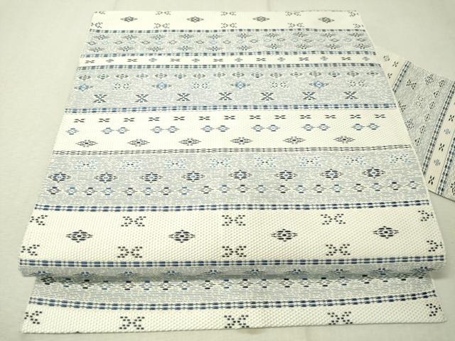 平和屋着物●本場筑前博多織　八寸名古屋帯　藍　花織　正絹　逸品　CAAV8527vp