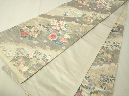 平和屋着物▼六通柄袋帯　唐織　加賀豊真留　金糸　正絹　逸品　CAAV8552vp