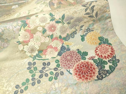 平和屋着物▼六通柄袋帯　唐織　加賀豊真留　金糸　正絹　逸品　CAAV8552vp