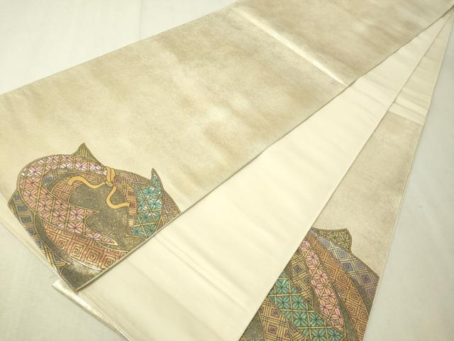 平和屋着物▼太鼓柄　らでん本袋帯　束ね熨斗吉祥文　金彩　正絹　逸品　CAAV8559vp