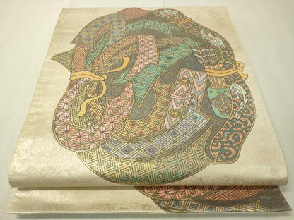 平和屋着物▼太鼓柄　らでん本袋帯　束ね熨斗吉祥文　金彩　正絹　逸品　CAAV8559vp