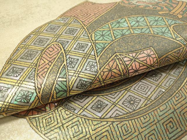 平和屋着物▼太鼓柄　らでん本袋帯　束ね熨斗吉祥文　金彩　正絹　逸品　CAAV8559vp