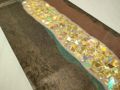 平和屋着物●金彩友禅作家 金彩の魔術師 堀省平 金煌織 六通柄袋帯 箔散らし 黒地 正絹 逸品 CAAV8568vp