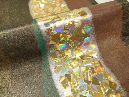 平和屋着物●金彩友禅作家 金彩の魔術師 堀省平 金煌織 六通柄袋帯 箔散らし 黒地 正絹 逸品 CAAV8568vp