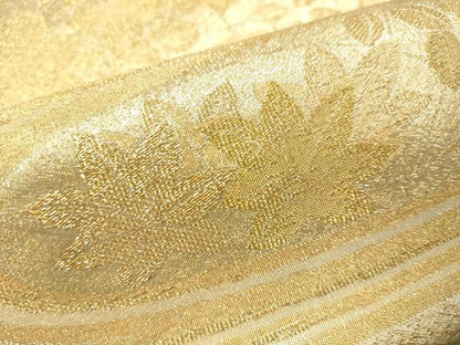 平和屋着物▼六通柄袋帯　流水草花文　金糸　正絹　逸品　CAAV8692vp