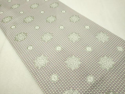 平和屋着物●本場筑前博多織 八寸名古屋帯 市松織 雪花文 金糸 正絹 逸品 CAAV8695vp