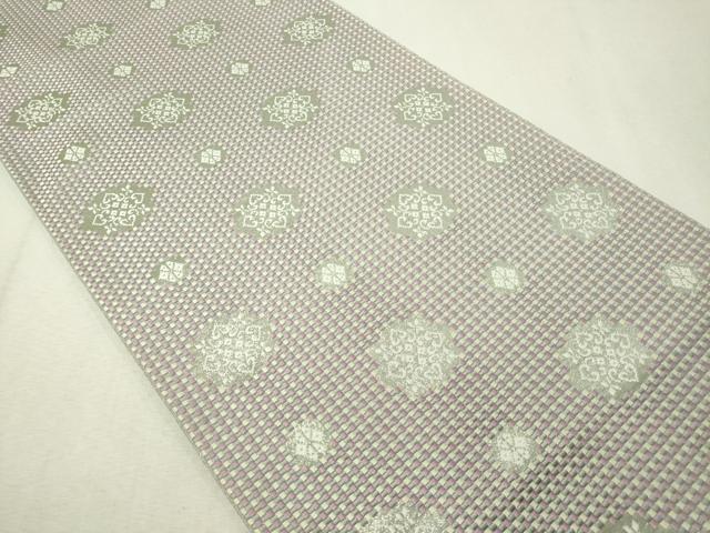 平和屋着物●本場筑前博多織 八寸名古屋帯 市松織 雪花文 金糸 正絹 逸品 CAAV8695vp