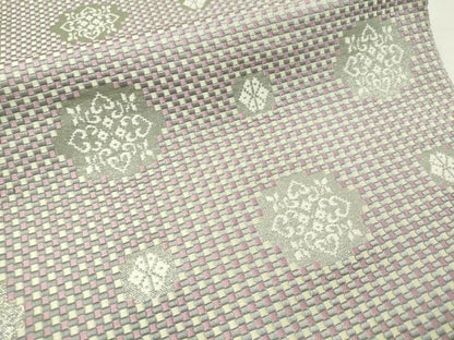 平和屋着物●本場筑前博多織 八寸名古屋帯 市松織 雪花文 金糸 正絹 逸品 CAAV8695vp