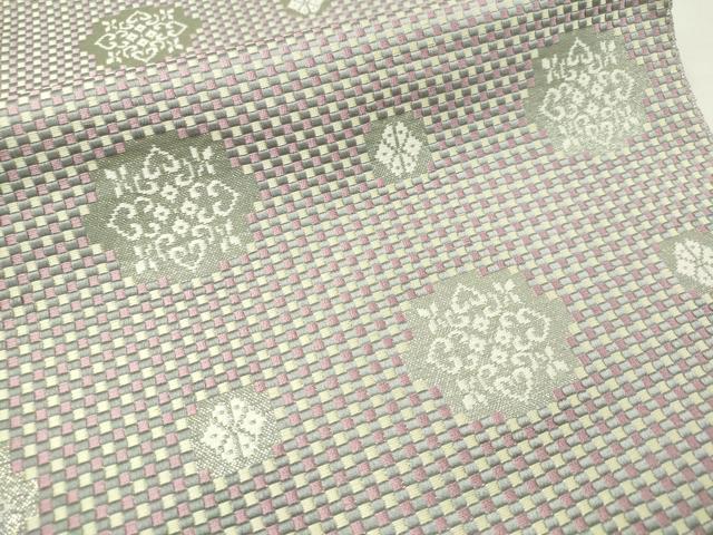 平和屋着物●本場筑前博多織 八寸名古屋帯 市松織 雪花文 金糸 正絹 逸品 CAAV8695vp