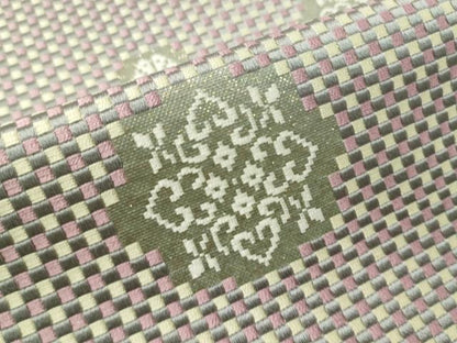 平和屋着物●本場筑前博多織 八寸名古屋帯 市松織 雪花文 金糸 正絹 逸品 CAAV8695vp