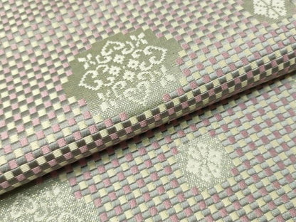 平和屋着物●本場筑前博多織 八寸名古屋帯 市松織 雪花文 金糸 正絹 逸品 CAAV8695vp