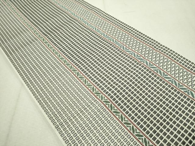 平和屋着物●本場筑前博多織　八寸名古屋帯　市松織　吉祥間道　正絹　逸品　未使用　CAAV8715vp