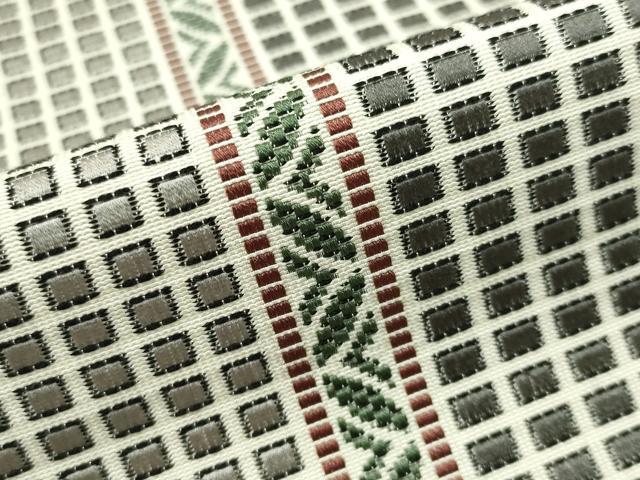 平和屋着物●本場筑前博多織　八寸名古屋帯　市松織　吉祥間道　正絹　逸品　未使用　CAAV8715vp