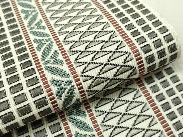 平和屋着物●本場筑前博多織　八寸名古屋帯　市松織　吉祥間道　正絹　逸品　未使用　CAAV8715vp