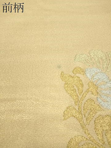 平和屋着物▼太鼓柄袋帯　綴れ　更紗唐草文　金銀糸　正絹　逸品　CAAV8761vp