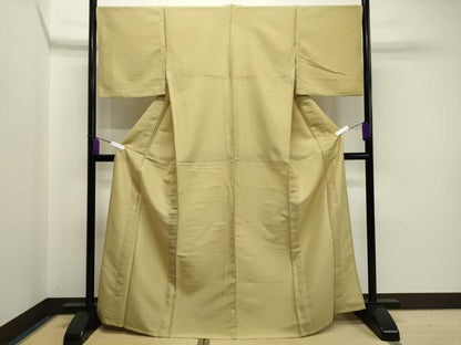 平和屋着物▽色無地 単衣 枯草色 洗える着物 CAAV8866gh