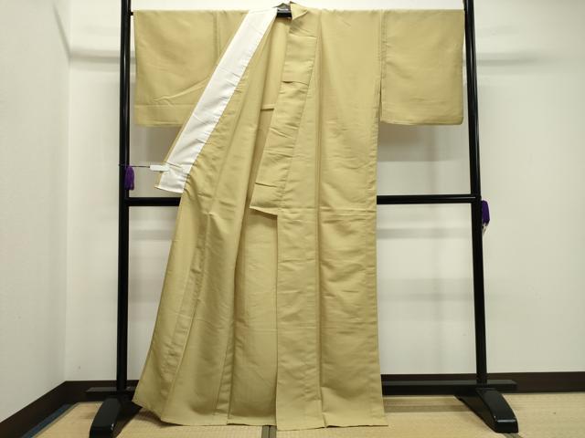 平和屋着物▽色無地 単衣 枯草色 洗える着物 CAAV8866gh