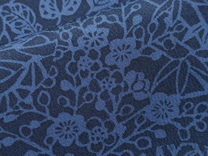 平和屋着物▽上質な小紋　単衣　本藍　型絵染　風景草花文　正絹　逸品　CAAV8868gh