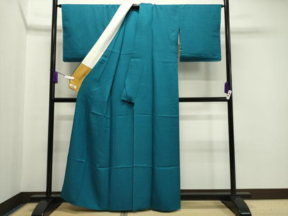 平和屋着物▽上質な色無地 単衣 鱗地紋 納戸色 やまと誂製 正絹 逸品 未使用 CAAV8869gh