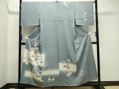 平和屋着物▽訪問着 単衣 枝花文 暈し染め 金彩 正絹 逸品 CAAV8871gh