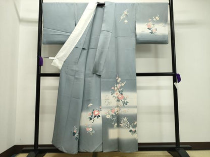 平和屋着物▽訪問着 単衣 枝花文 暈し染め 金彩 正絹 逸品 CAAV8871gh