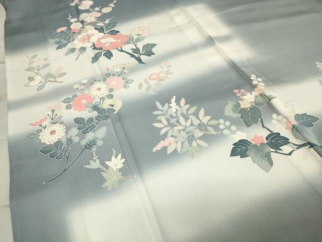 平和屋着物▽訪問着 単衣 枝花文 暈し染め 金彩 正絹 逸品 CAAV8871gh