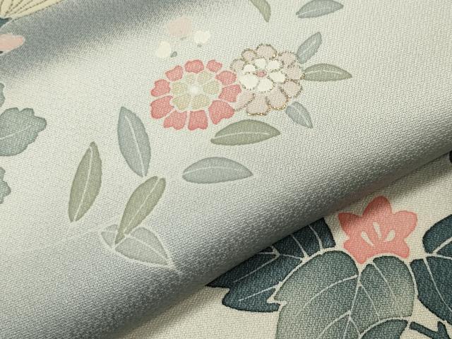 平和屋着物▽訪問着 単衣 枝花文 暈し染め 金彩 正絹 逸品 CAAV8871gh