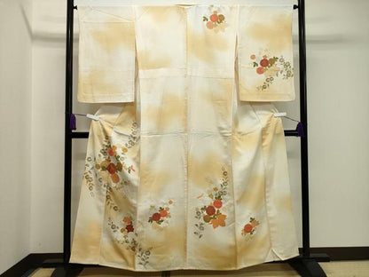 平和屋着物▽訪問着 単衣 駒刺繍 草花文 暈し染め 金彩 正絹 逸品 CAAV8874gh