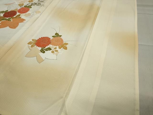 平和屋着物▽訪問着 単衣 駒刺繍 草花文 暈し染め 金彩 正絹 逸品 CAAV8874gh