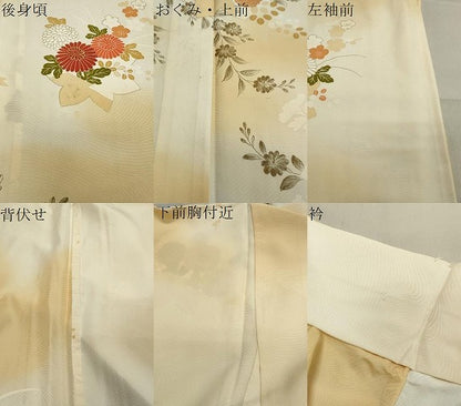 平和屋着物▽訪問着 単衣 駒刺繍 草花文 暈し染め 金彩 正絹 逸品 CAAV8874gh