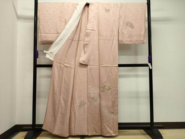 平和屋着物▽中国三大刺繍 スワトウ刺繍 訪問着 単衣 絞り 地紙重ね花唐草文 金彩 正絹 逸品 CAAV8876gh