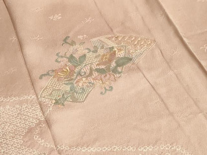 平和屋着物▽中国三大刺繍 スワトウ刺繍 訪問着 単衣 絞り 地紙重ね花唐草文 金彩 正絹 逸品 CAAV8876gh