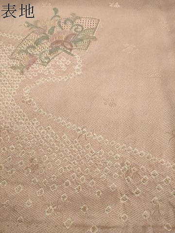 平和屋着物▽中国三大刺繍 スワトウ刺繍 訪問着 単衣 絞り 地紙重ね花唐草文 金彩 正絹 逸品 CAAV8876gh