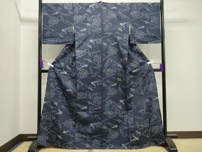 平和屋着物▽甲斐絹紬 単衣 風通織 瓢箪 証紙付き 正絹 逸品 CAAV8877gh