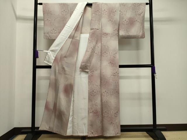 平和屋着物▽上質な小紋 単衣 花唐草文 暈し染め 正絹 逸品 CAAV8880gh