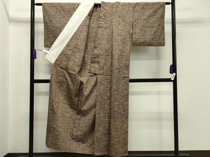 平和屋着物▽上質な紬 単衣 花織 霞文 正絹 逸品 CAAV8881gh