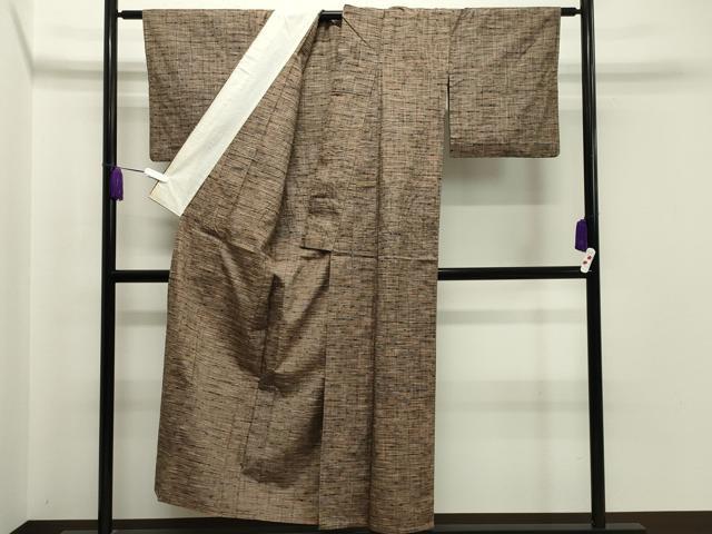 平和屋着物▽上質な紬 単衣 花織 霞文 正絹 逸品 CAAV8881gh