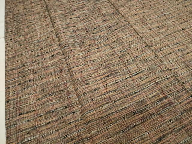 平和屋着物▽上質な紬 単衣 花織 霞文 正絹 逸品 CAAV8881gh