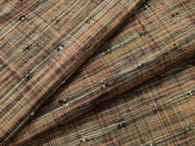 平和屋着物▽上質な紬 単衣 花織 霞文 正絹 逸品 CAAV8881gh