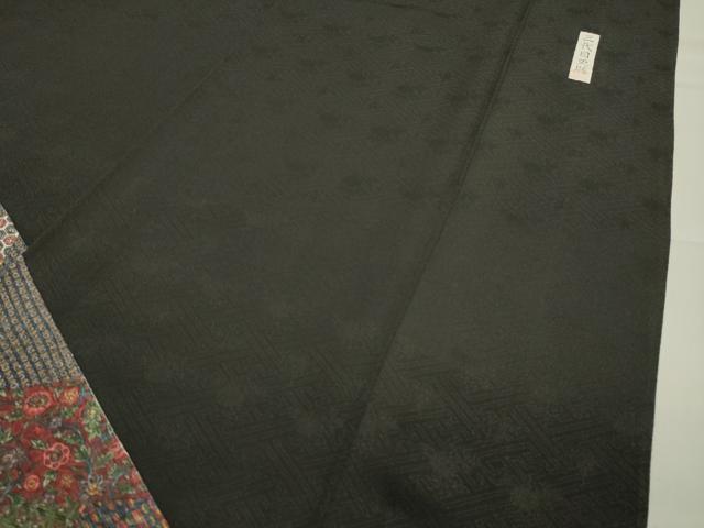 平和屋着物▽三代目更勝 訪問着 単衣 切嵌更紗花文 黒地 ゑり善扱い 正絹 逸品 CAAV8882gh