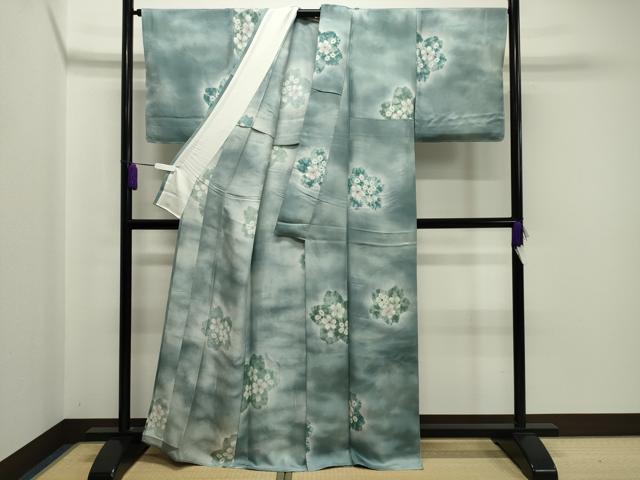 平和屋着物▽上質な小紋 単衣 舞花文 正絹 逸品 未使用 CAAV8883gh
