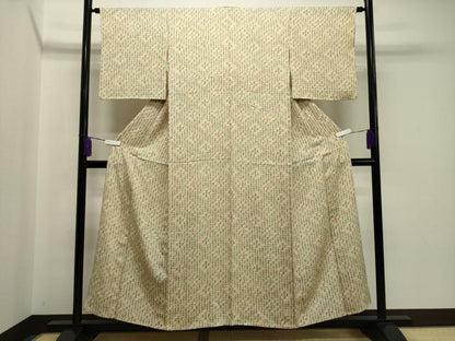 平和屋着物▽上質な小紋 単衣 菱吉祥文 正絹 逸品 CAAV8885gh