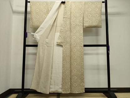 平和屋着物▽上質な小紋 単衣 菱吉祥文 正絹 逸品 CAAV8885gh