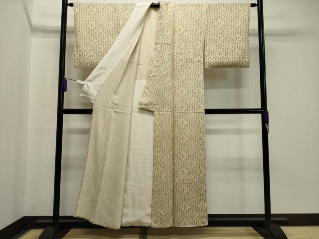 平和屋着物▽上質な小紋 単衣 菱吉祥文 正絹 逸品 CAAV8885gh